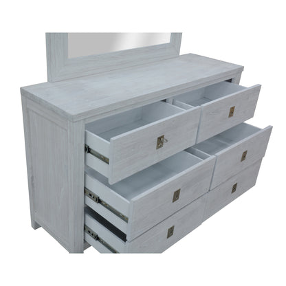 Myer Dresser 6 Chest of Drawers Storage Cabinet White Wash - Cosy Abode