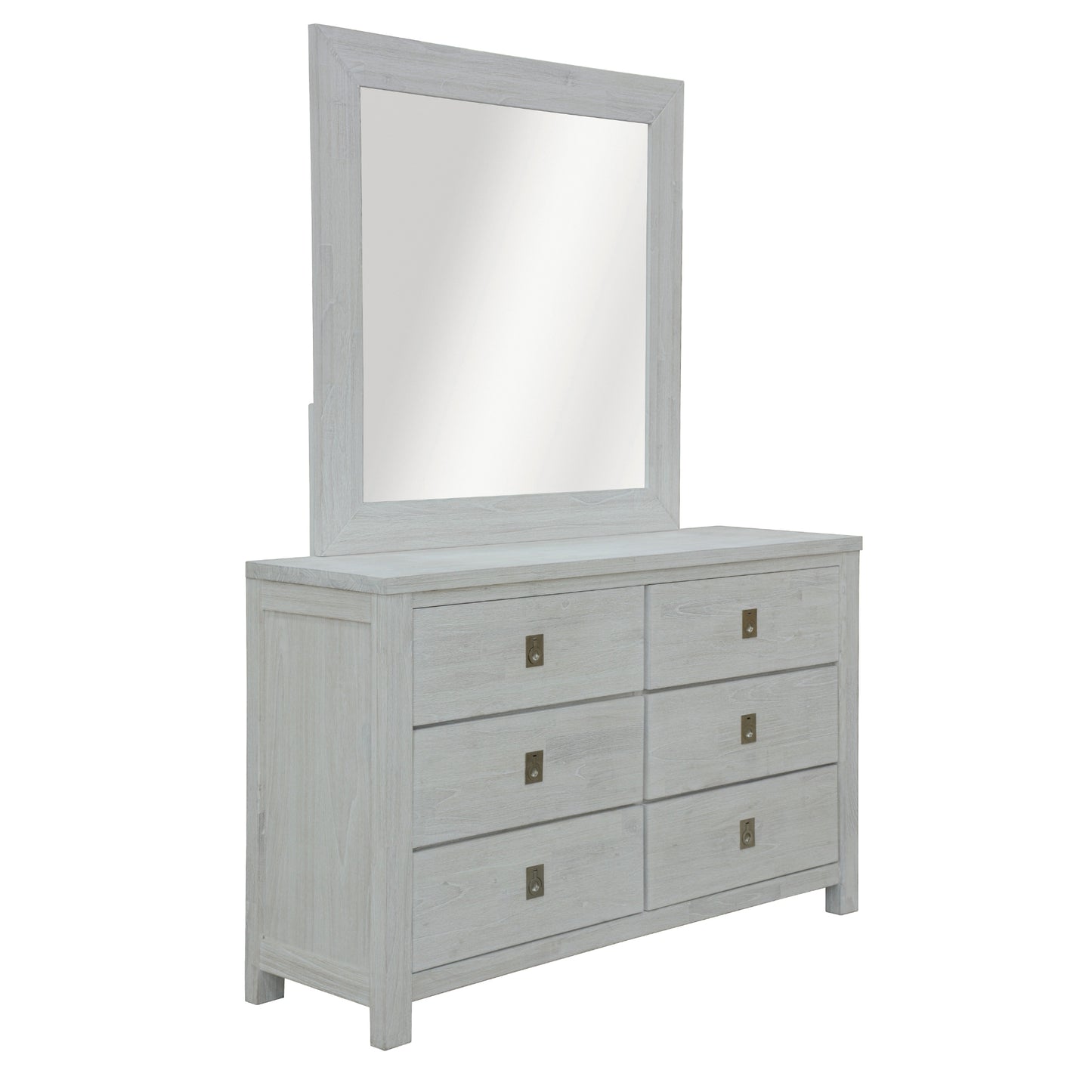 Myer Dresser Mirror Vanity Dressing Table Solid Mindi Wood Frame White Wash - Cosy Abode