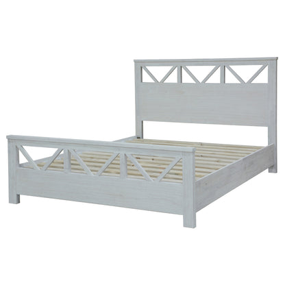 Myer 5pc Double Bed Suite Bedside Dresser Bedroom Furniture Package White Wash - Cosy Abode