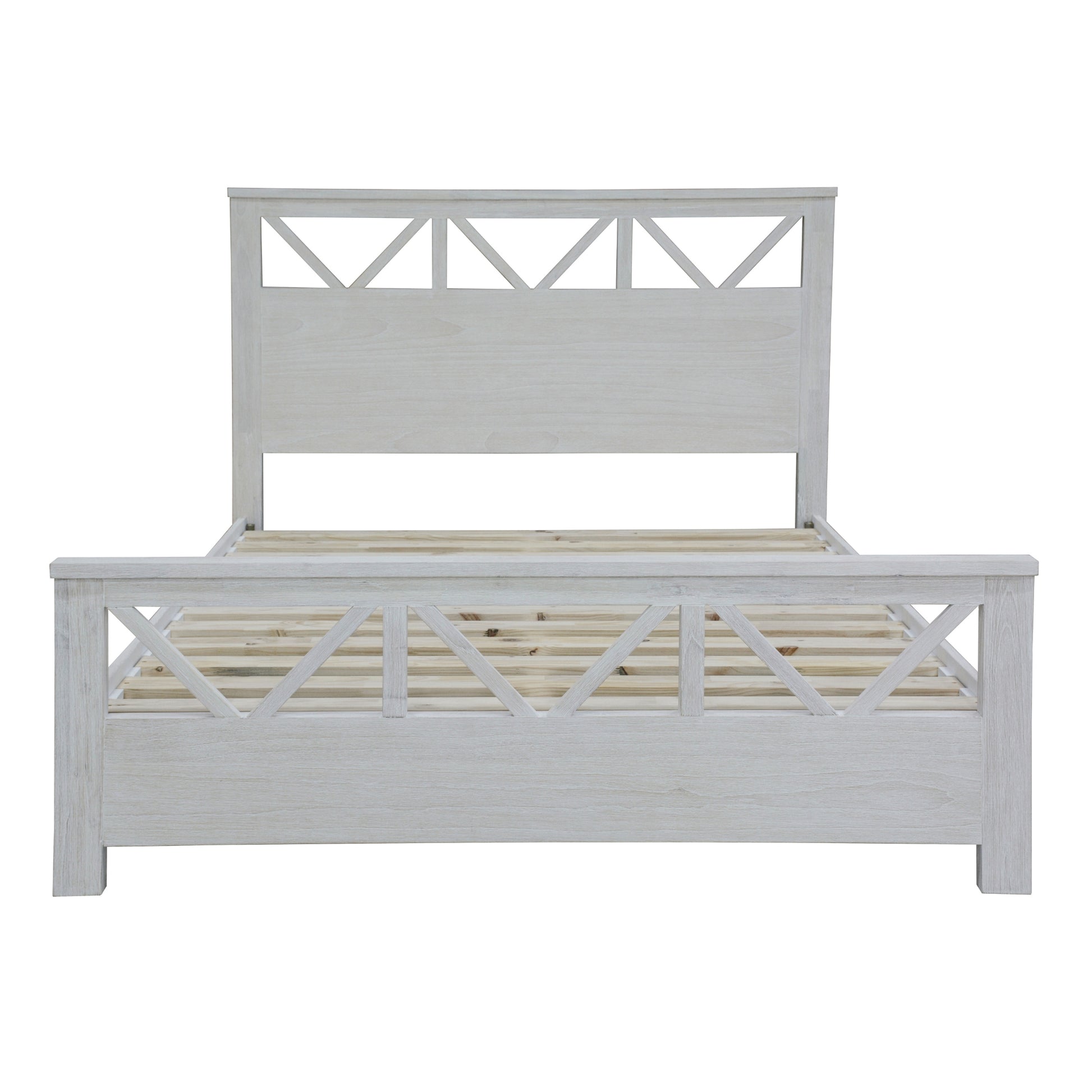 Myer 4pc Double Bed Suite Bedside Tallboy Bedroom Furniture Package White Wash - Cosy Abode
