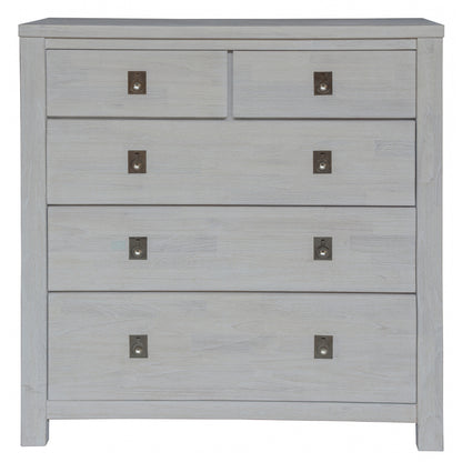Myer 4pc Double Bed Suite Bedside Tallboy Bedroom Furniture Package White Wash - Cosy Abode