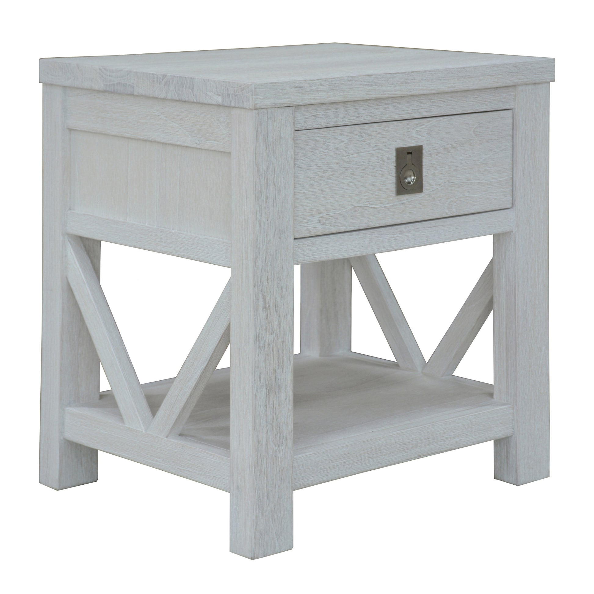 Myer 4pc Double Bed Suite Bedside Tallboy Bedroom Furniture Package White Wash - Cosy Abode
