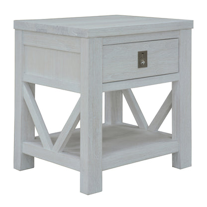 Myer 4pc Double Bed Suite Bedside Tallboy Bedroom Furniture Package White Wash - Cosy Abode