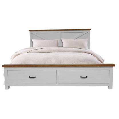 Grandy 5pc King Bed Suite Bedside Dresser Bedroom Furniture Package White Brown - Cosy Abode