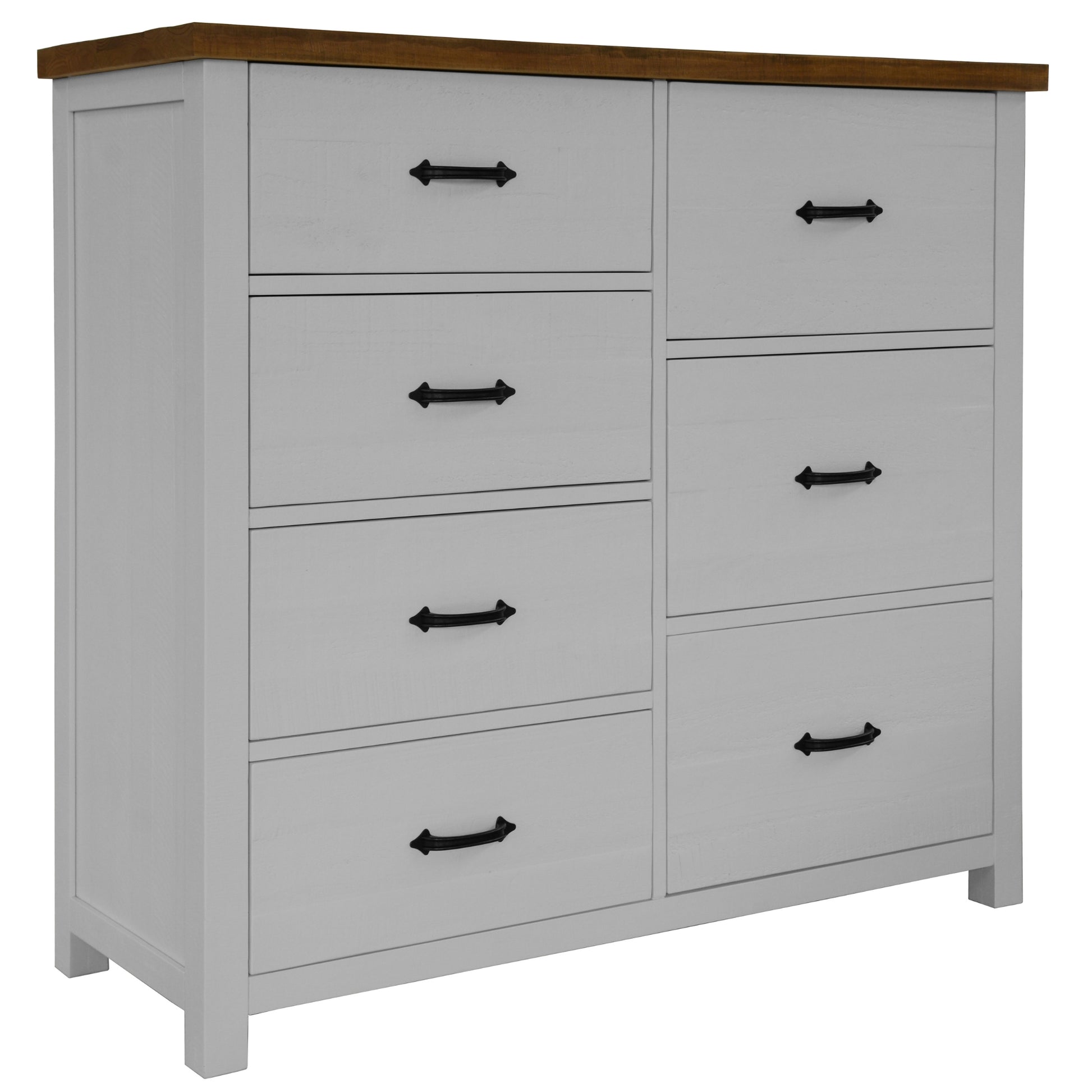 Grandy 4pc King Bed Suite Bedside Tallboy Bedroom Furniture Package White Brown - Cosy Abode