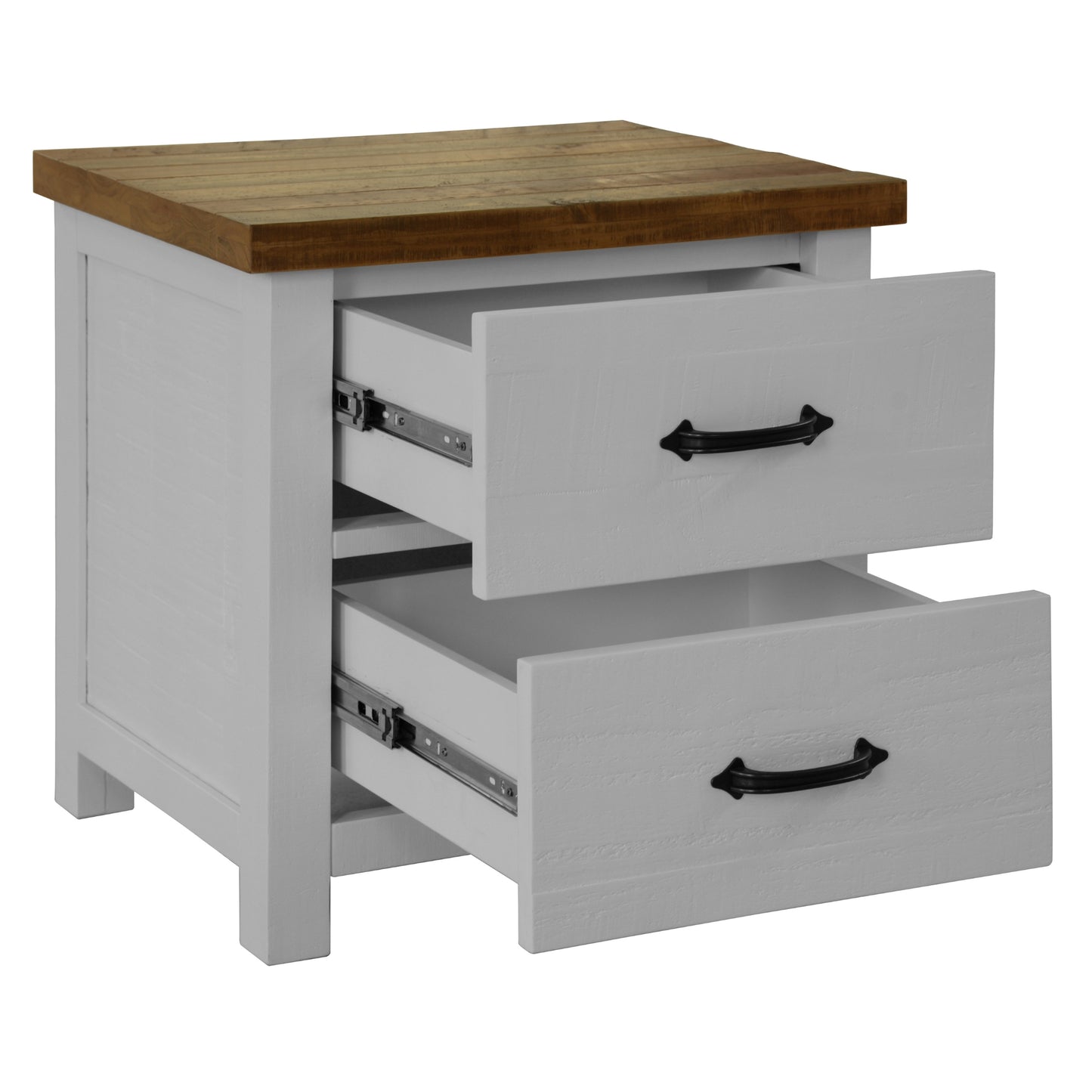 Grandy 4pc King Bed Suite Bedside Tallboy Bedroom Furniture Package White Brown - Cosy Abode