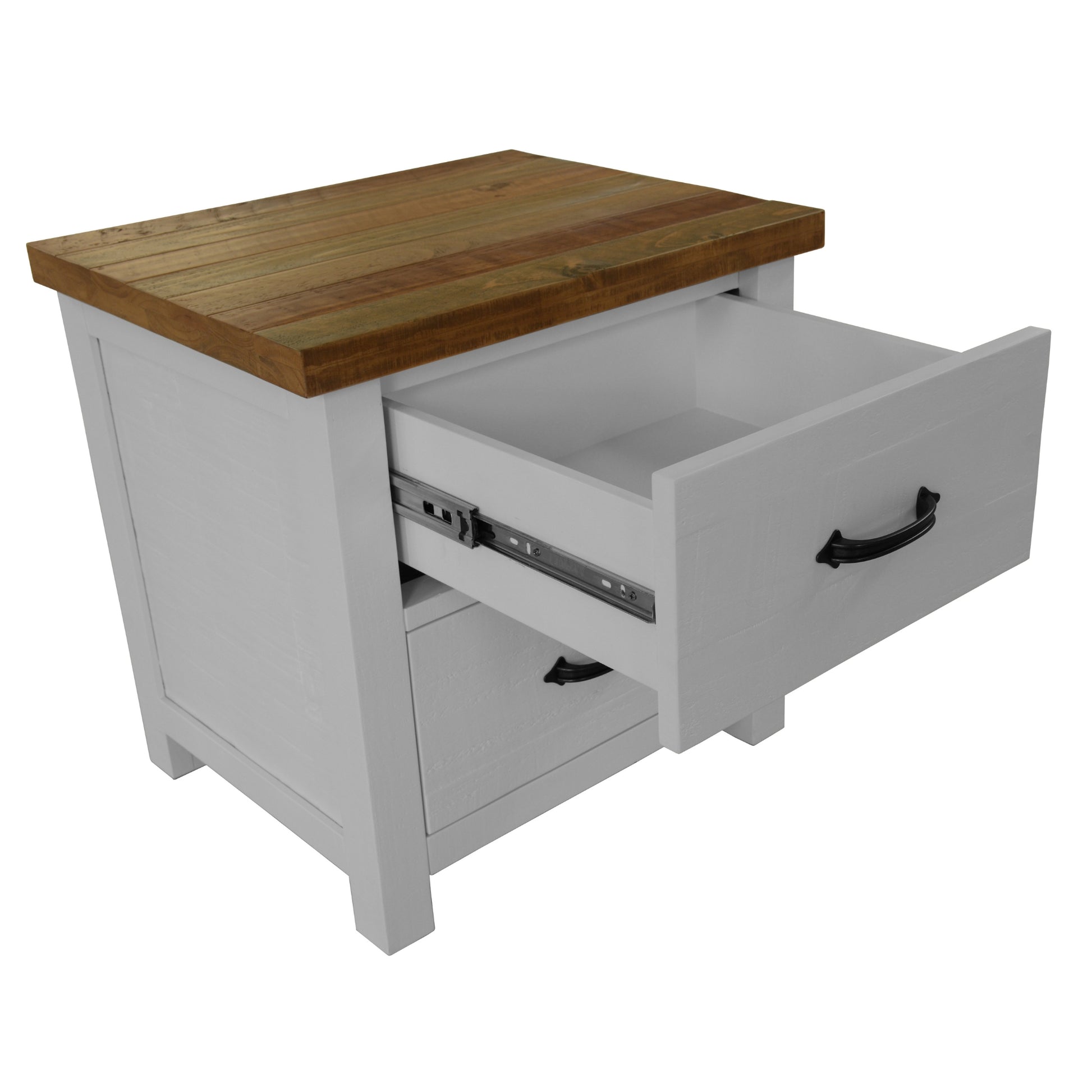 Grandy 4pc King Bed Suite Bedside Tallboy Bedroom Furniture Package White Brown - Cosy Abode
