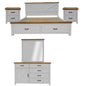 Grandy 5pc Queen Bed Suite Bedside Dresser Bedroom Furniture Package White Brown - Cosy Abode