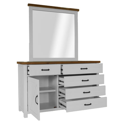 Grandy 5pc Queen Bed Suite Bedside Dresser Bedroom Furniture Package White Brown - Cosy Abode