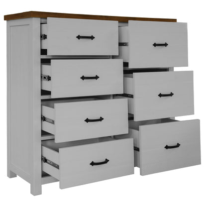 Grandy 4pc Queen Bed Suite Bedside Tallboy Bedroom Furniture Package White Brown - Cosy Abode