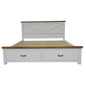 Grandy Bed Frame King Size Timber Mattress Base With Storage Drawers White Brown - Cosy Abode