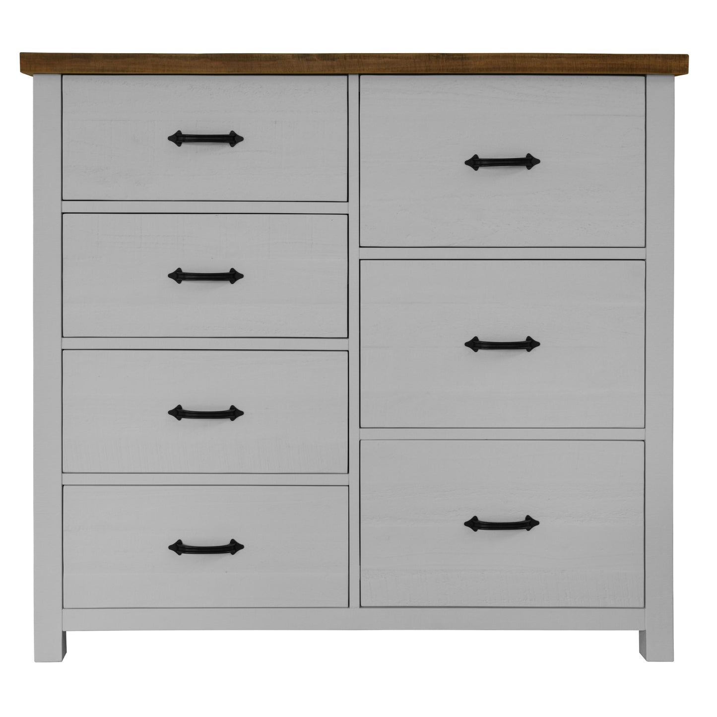 Grandy Tallboy 7 Chest of Drawers Bed Storage Cabinet Stand White Brown - Cosy Abode