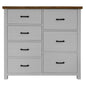 Grandy Tallboy 7 Chest of Drawers Bed Storage Cabinet Stand White Brown - Cosy Abode
