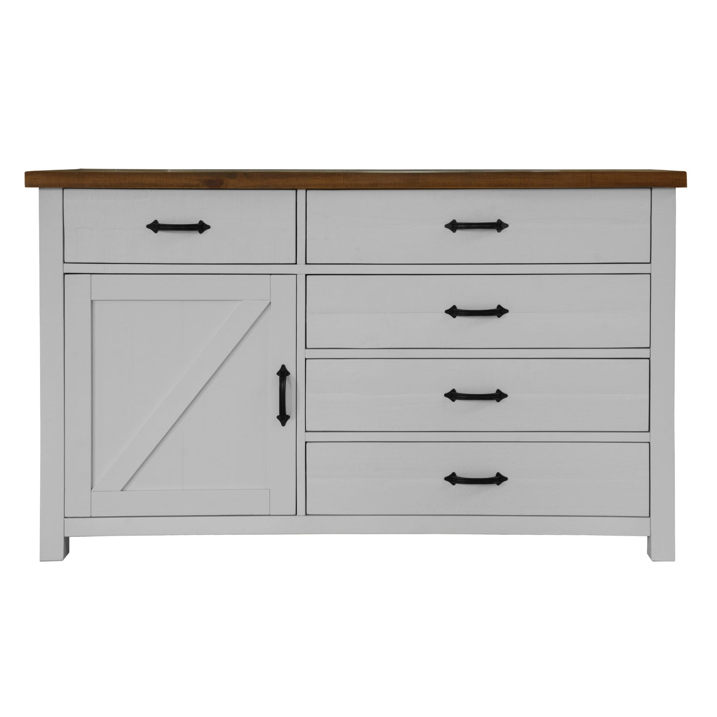 Grandy Dresser 5 Chest of Drawers 1 Door Bed Storage Cabinet White Brown - Cosy Abode