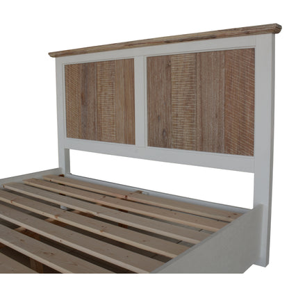 Fiona Bed Frame King Size Timber Mattress Base With Storage Drawers White Grey - Cosy Abode