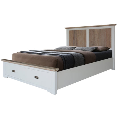 Fiona Bed Frame King Size Timber Mattress Base With Storage Drawers White Grey - Cosy Abode