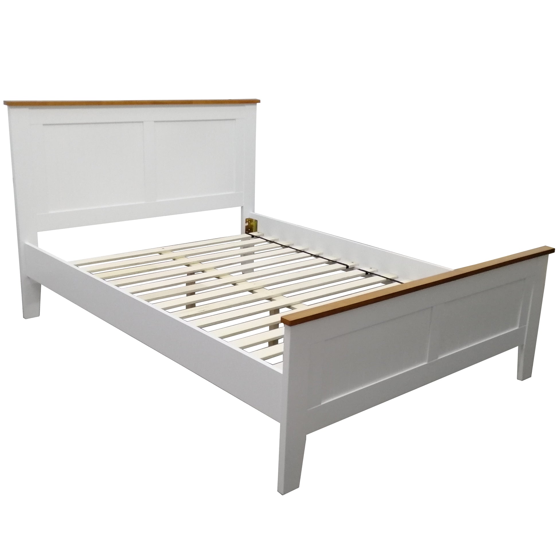 Lobelia Bed Frame Double Size Mattress Base Solid Rubber Timber Wood - White - Cosy Abode