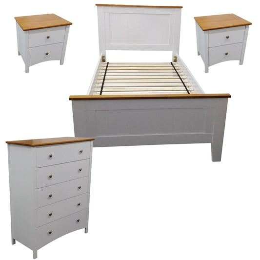 Lobelia 4pc King Single Bedroom Suite Furniture Package -White - Cosy Abode