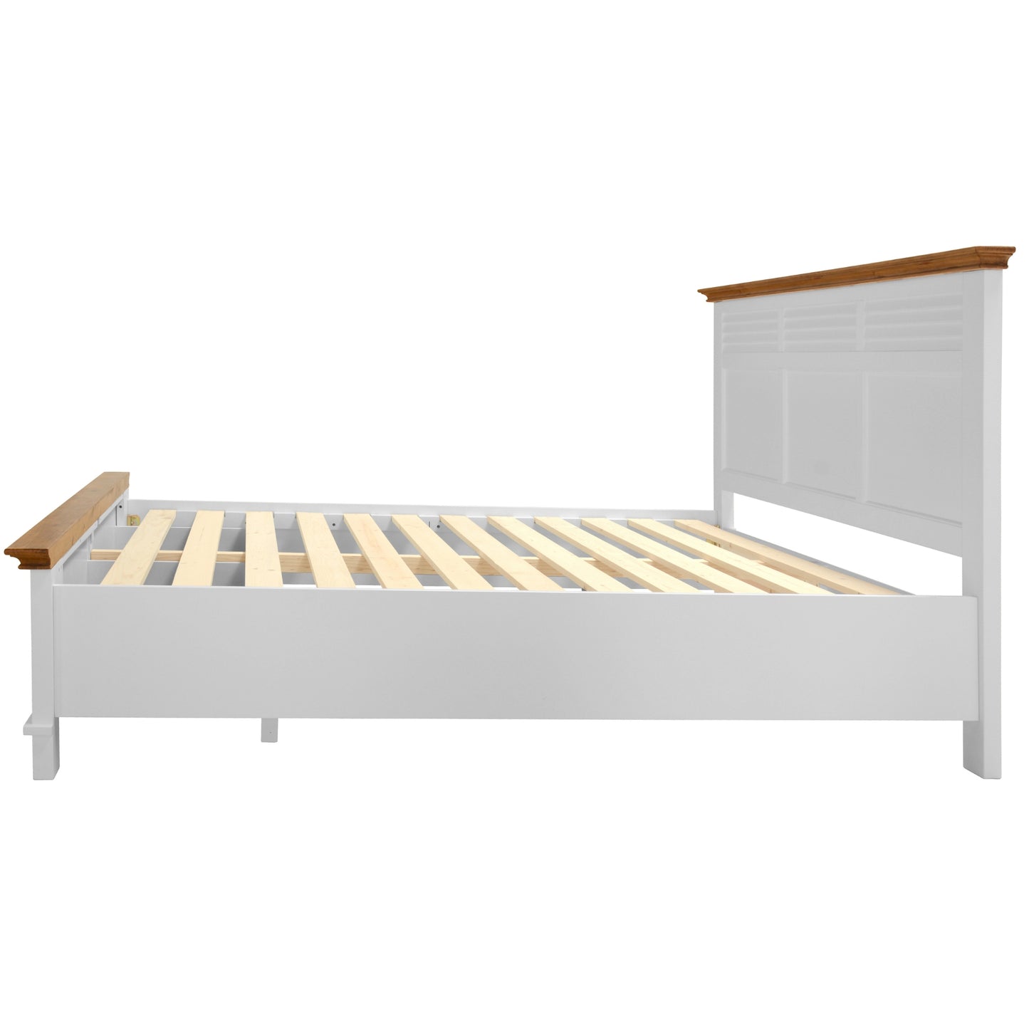 Virginia King Bed Frame Size Mattress Base with Drawer Solid Pine Wood - White - Cosy Abode