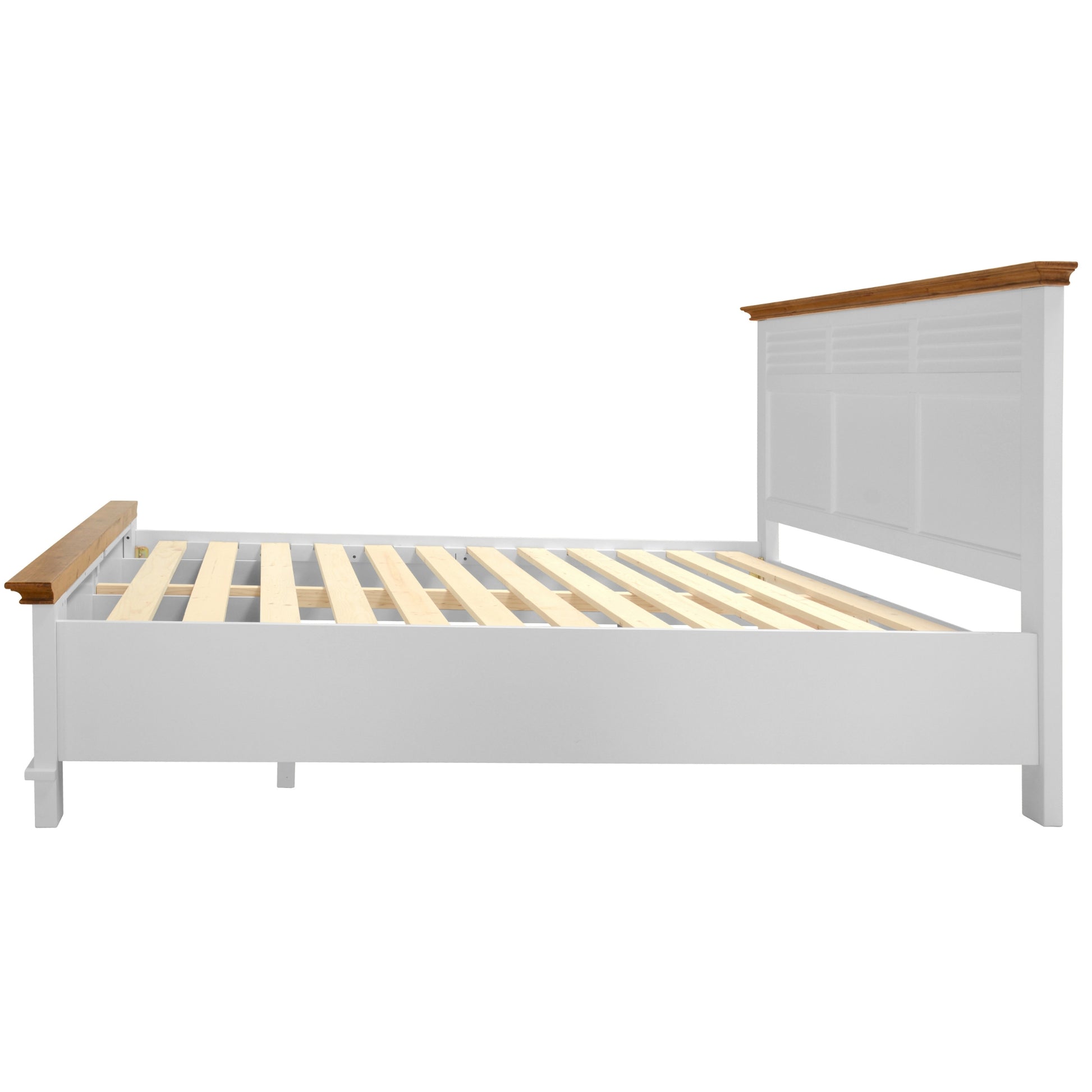 Virginia King Bed Frame Size Mattress Base with Drawer Solid Pine Wood - White - Cosy Abode