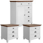 Virginia Bedside Tallboy 3pc Bedroom Set Drawers Nightstand Storage Cabinet -WHT - Cosy Abode