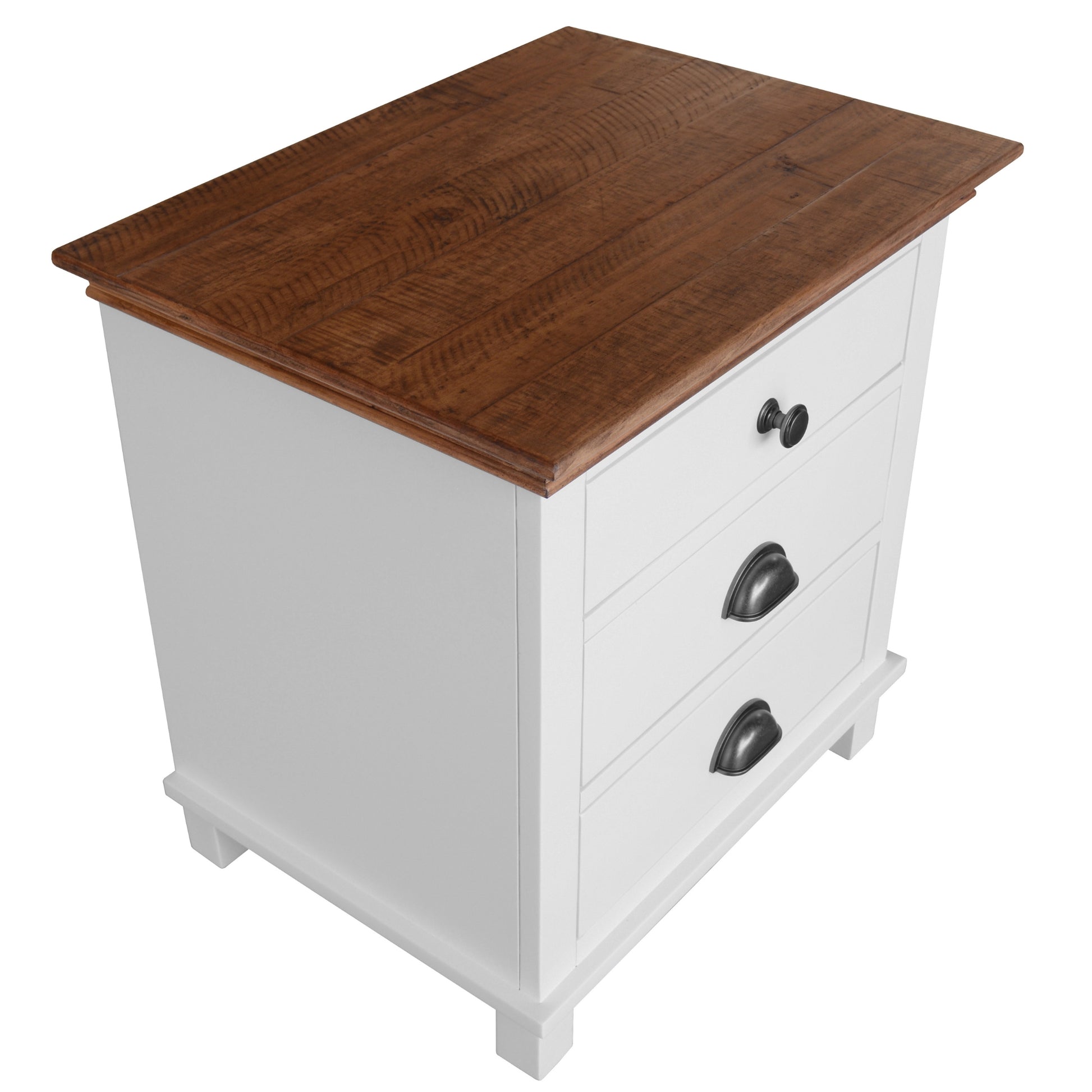 Virginia Set of 2 Bedside Nightstand 3 Drawers Storage Cabinet Side Table -White - Cosy Abode