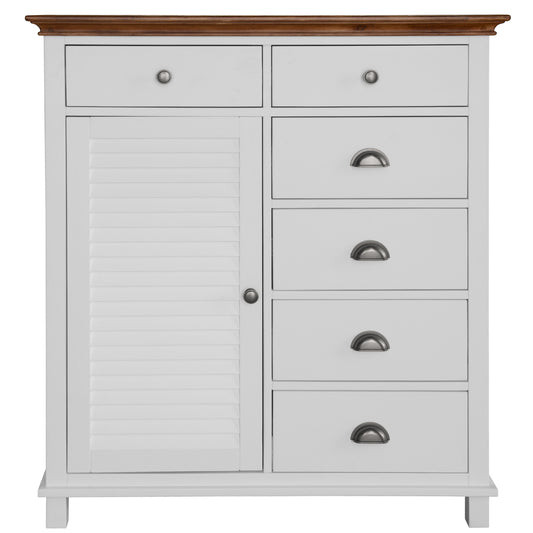 Virginia Tallboy 6 Chest of Drawers Solid Pine Wood Bed Storage Cabinet - White - Cosy Abode