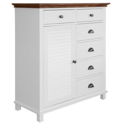 Virginia Tallboy 6 Chest of Drawers Solid Pine Wood Bed Storage Cabinet - White - Cosy Abode