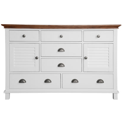 Virginia Dresser 7 Chest of Drawers Solid Wood Tallboy Cabinet - White - Cosy Abode