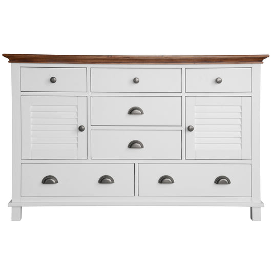 Virginia Dresser 7 Chest of Drawers Solid Wood Tallboy Cabinet - White - Cosy Abode