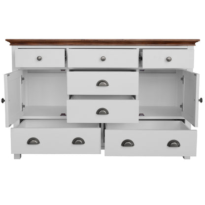 Virginia Dresser 7 Chest of Drawers Solid Wood Tallboy Cabinet - White - Cosy Abode