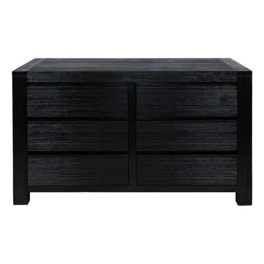 Tofino Dresser 6 Chest of Drawers Solid Wood Bedroom Storage Cabinet - Black - Cosy Abode