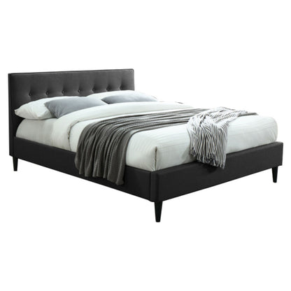Buttercup Double Size Bed Frame Timber Mattress Base Fabric Upholstered - Grey - Cosy Abode