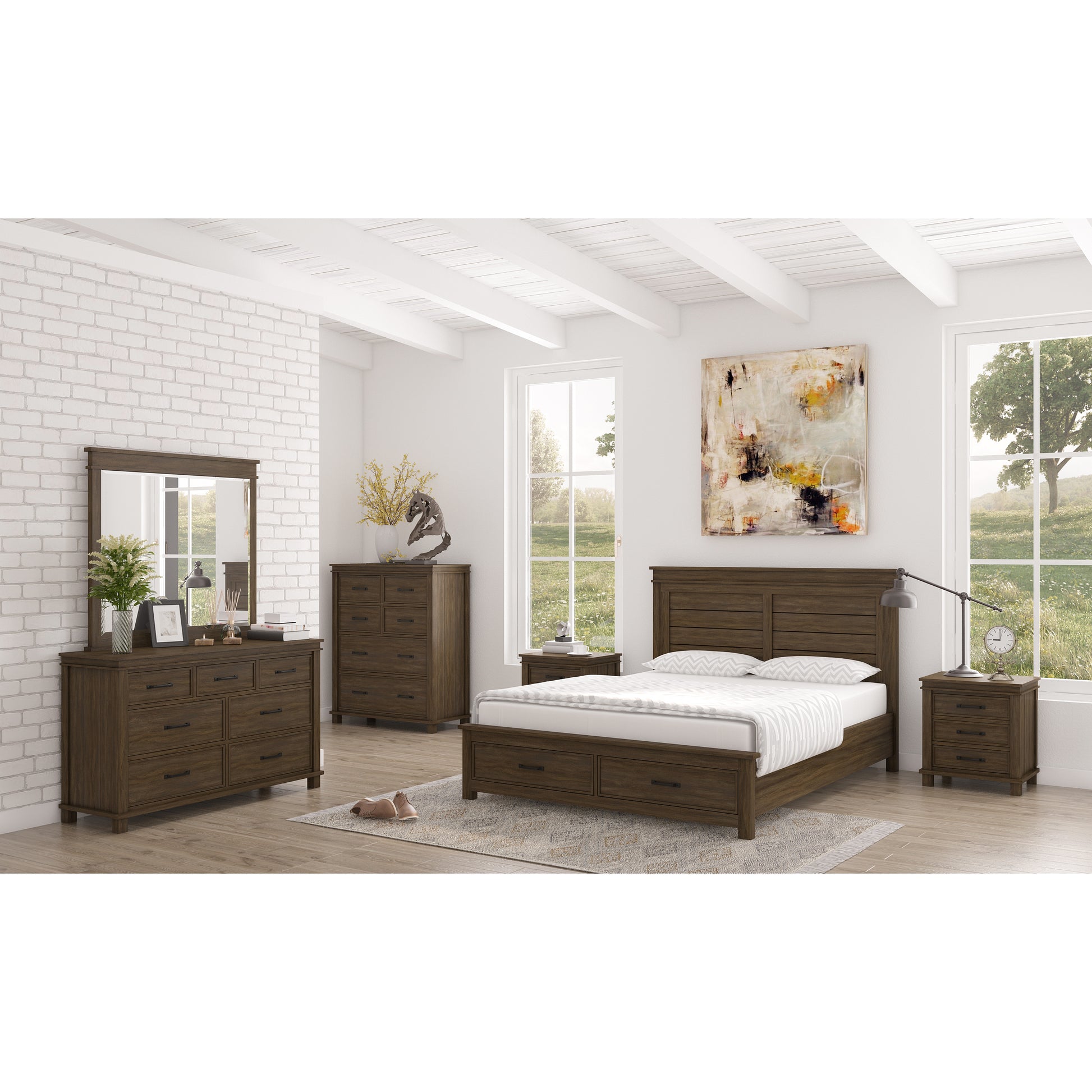 Lily Bed Frame King Size Timber Mattress Base - Rustic Grey - Cosy Abode