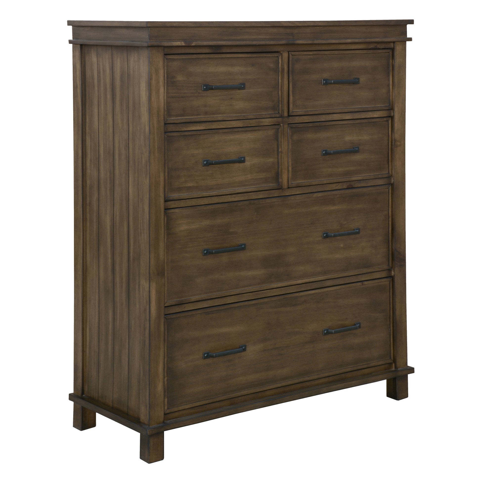 Lily Tallboy 6 Chest of Drawers Solid Pine Wood Bed Storage Cabinet -Rustic Grey - Cosy Abode