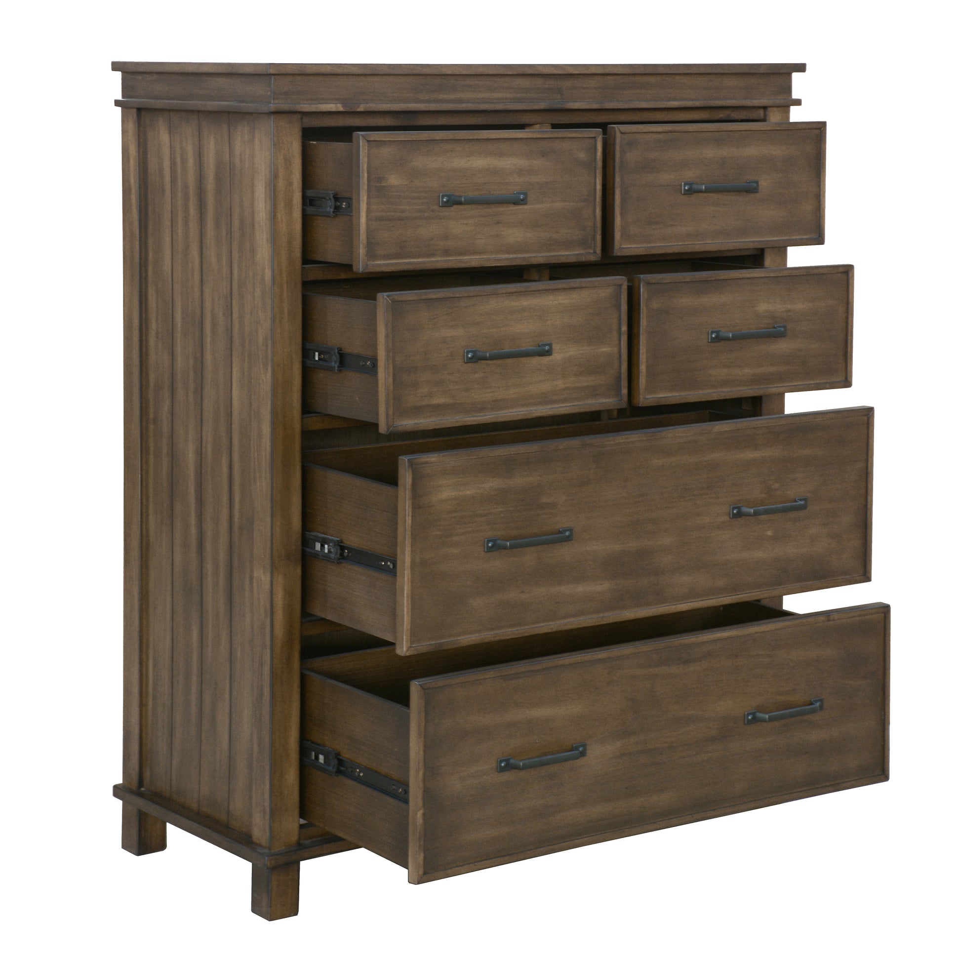 Lily Tallboy 6 Chest of Drawers Solid Pine Wood Bed Storage Cabinet -Rustic Grey - Cosy Abode