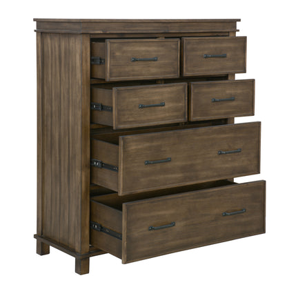 Lily Tallboy 6 Chest of Drawers Solid Pine Wood Bed Storage Cabinet -Rustic Grey - Cosy Abode