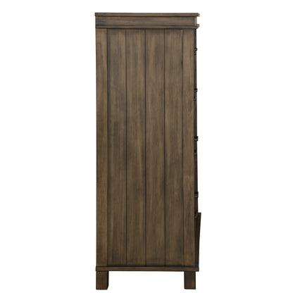 Lily Tallboy 6 Chest of Drawers Solid Pine Wood Bed Storage Cabinet -Rustic Grey - Cosy Abode