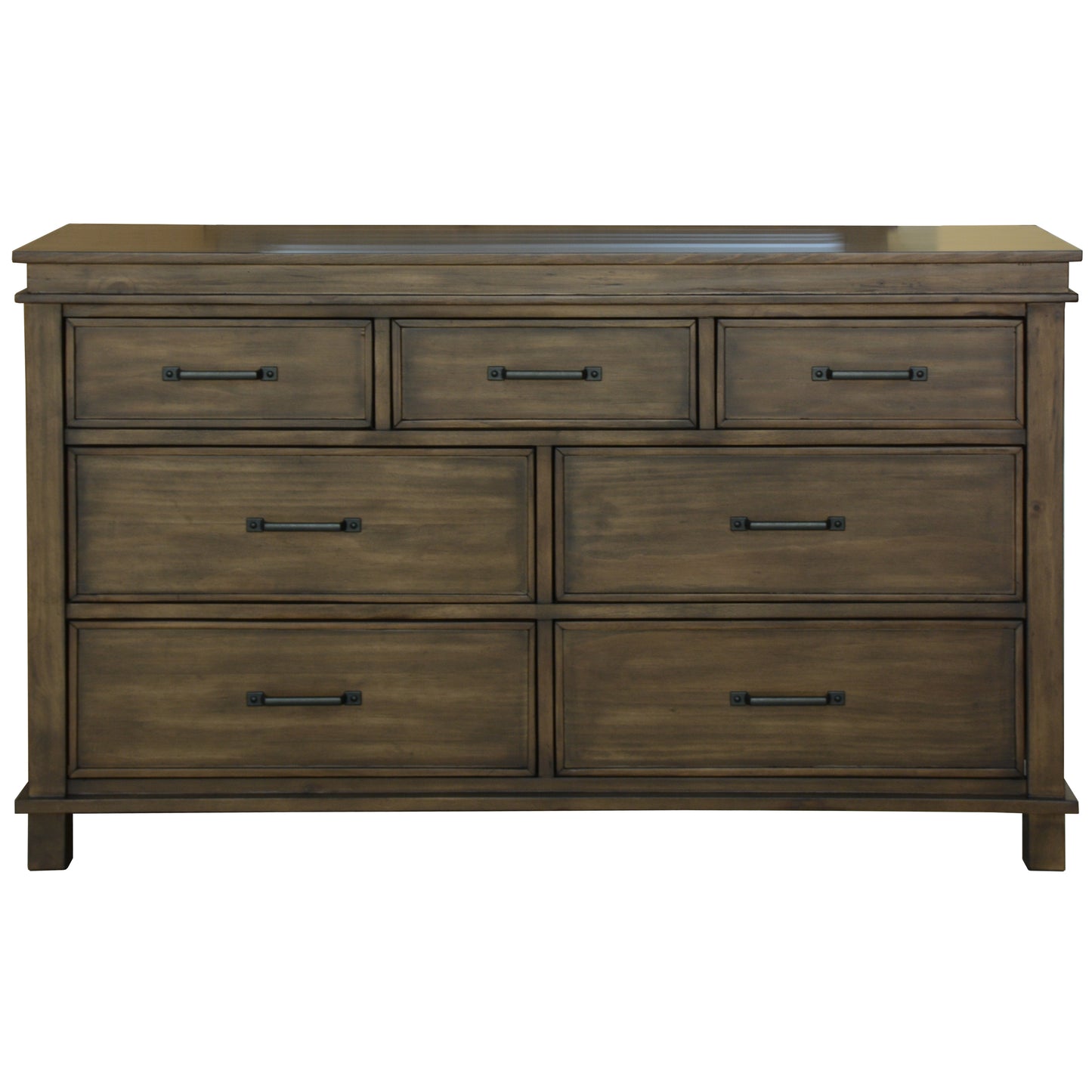 Lily Dresser 7 Chest of Drawers Solid Wood Tallboy Storage Cabinet - Rustic Grey - Cosy Abode