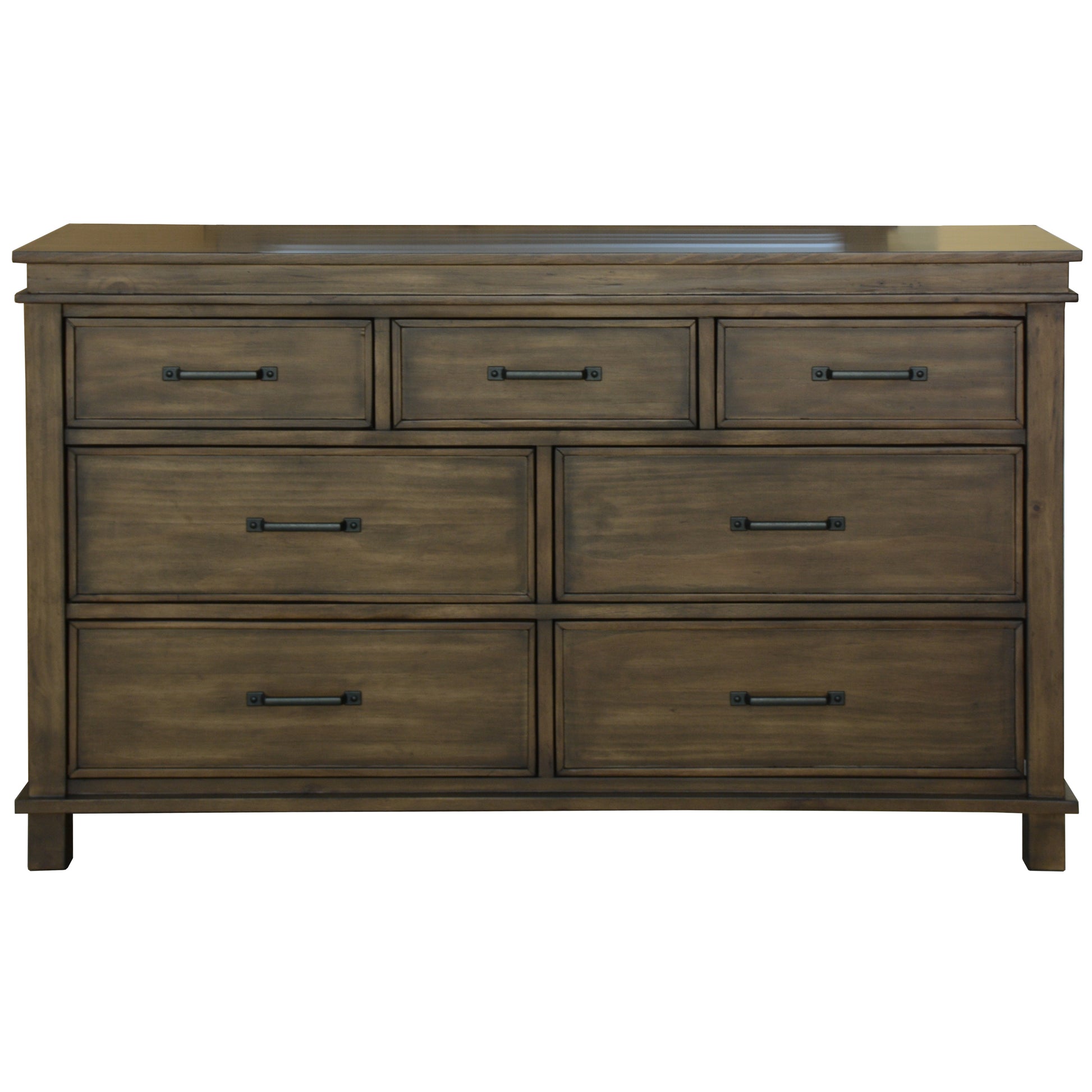 Lily Dresser 7 Chest of Drawers Solid Wood Tallboy Storage Cabinet - Rustic Grey - Cosy Abode