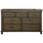 Lily Dresser 7 Chest of Drawers Solid Wood Tallboy Storage Cabinet - Rustic Grey - Cosy Abode