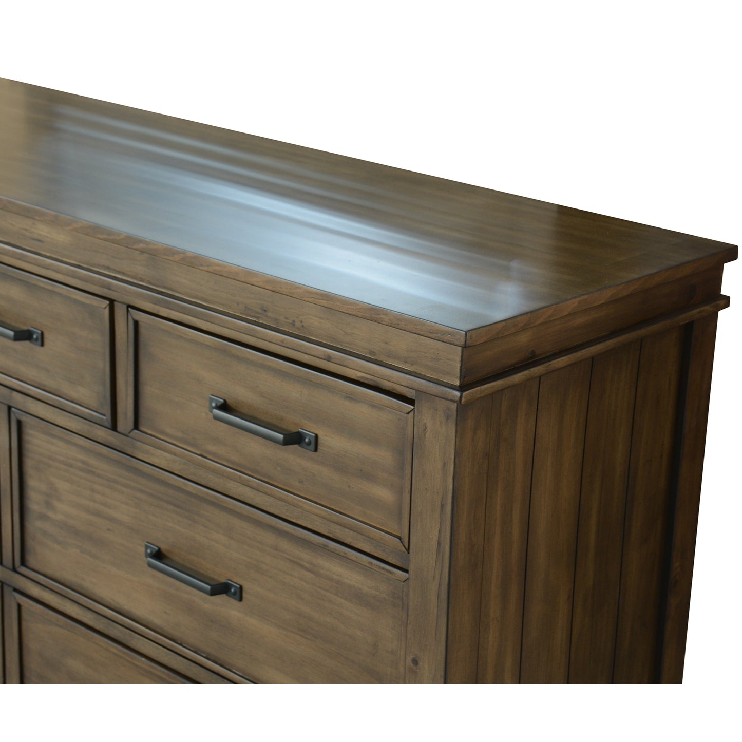 Lily Dresser 7 Chest of Drawers Solid Wood Tallboy Storage Cabinet - Rustic Grey - Cosy Abode