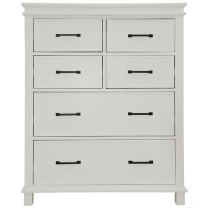 Lily Tallboy 6 Chest of Drawers Solid Pine Wood Bed Storage Cabinet - White - Cosy Abode