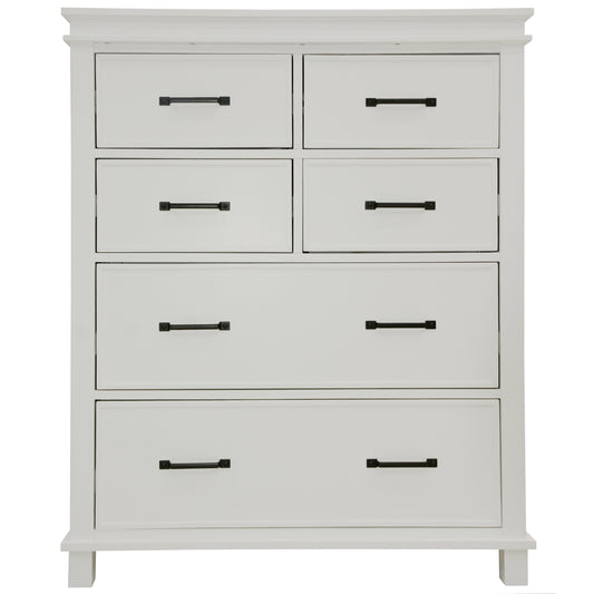 Lily Tallboy 6 Chest of Drawers Solid Pine Wood Bed Storage Cabinet - White - Cosy Abode
