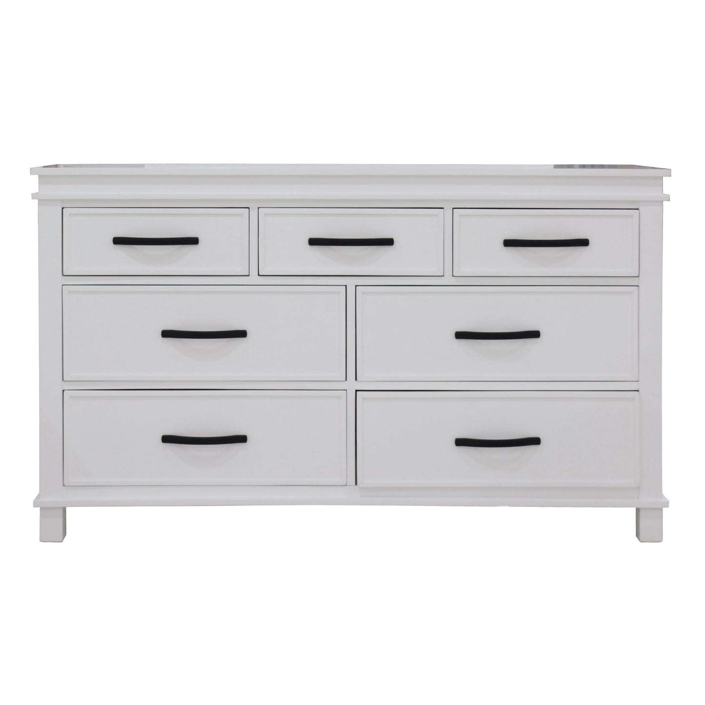 Lily Dresser 7 Chest of Drawers Solid Wood Tallboy Storage Cabinet - White - Cosy Abode