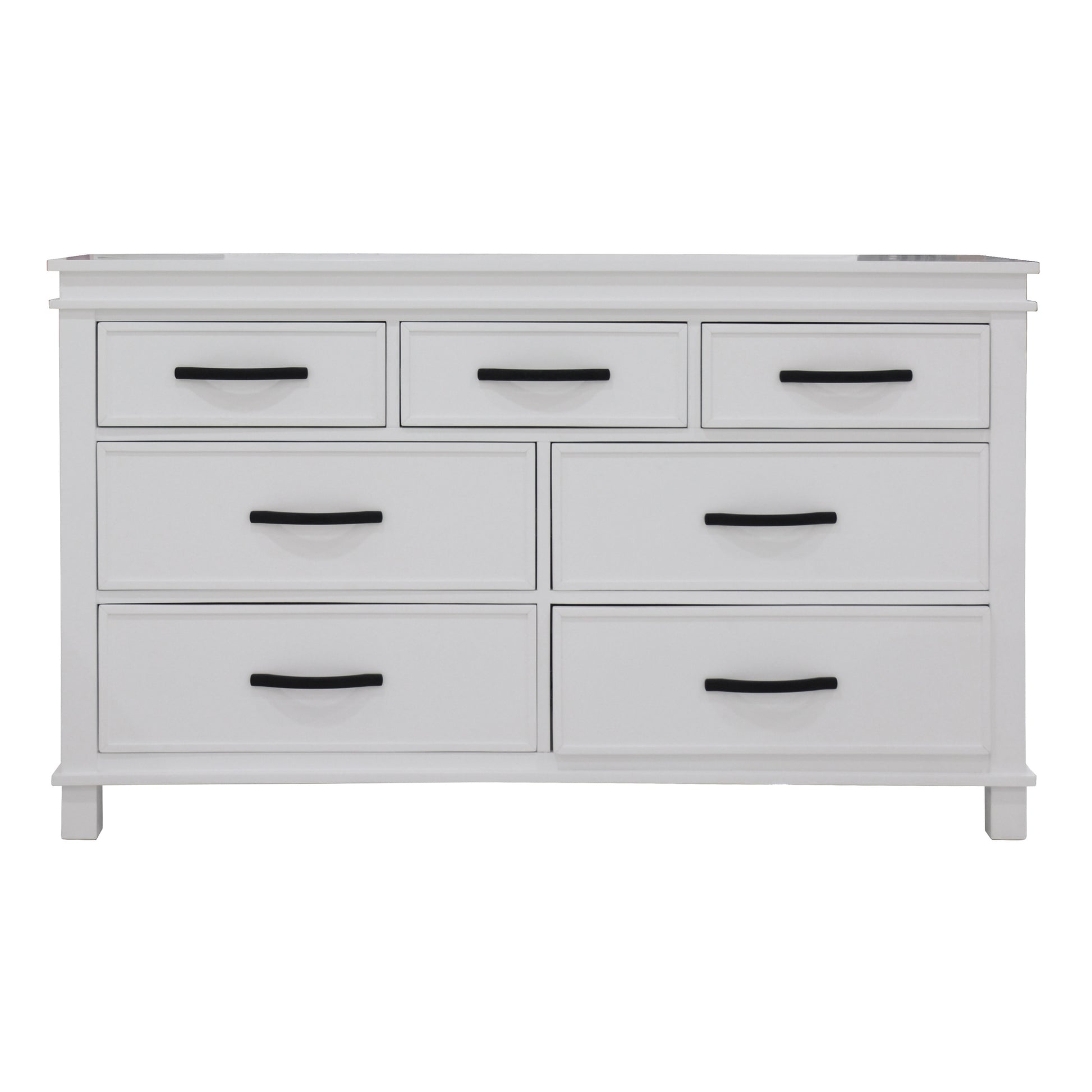 Lily Dresser 7 Chest of Drawers Solid Wood Tallboy Storage Cabinet - White - Cosy Abode