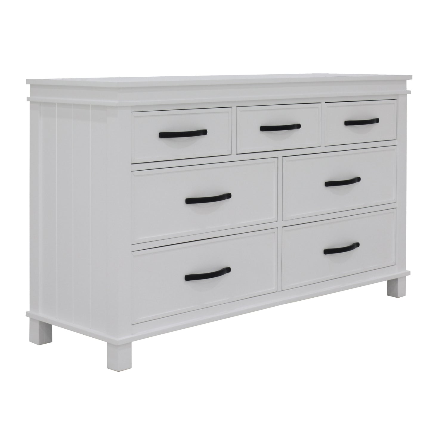 Lily Dresser 7 Chest of Drawers Solid Wood Tallboy Storage Cabinet - White - Cosy Abode