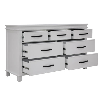 Lily Dresser 7 Chest of Drawers Solid Wood Tallboy Storage Cabinet - White - Cosy Abode