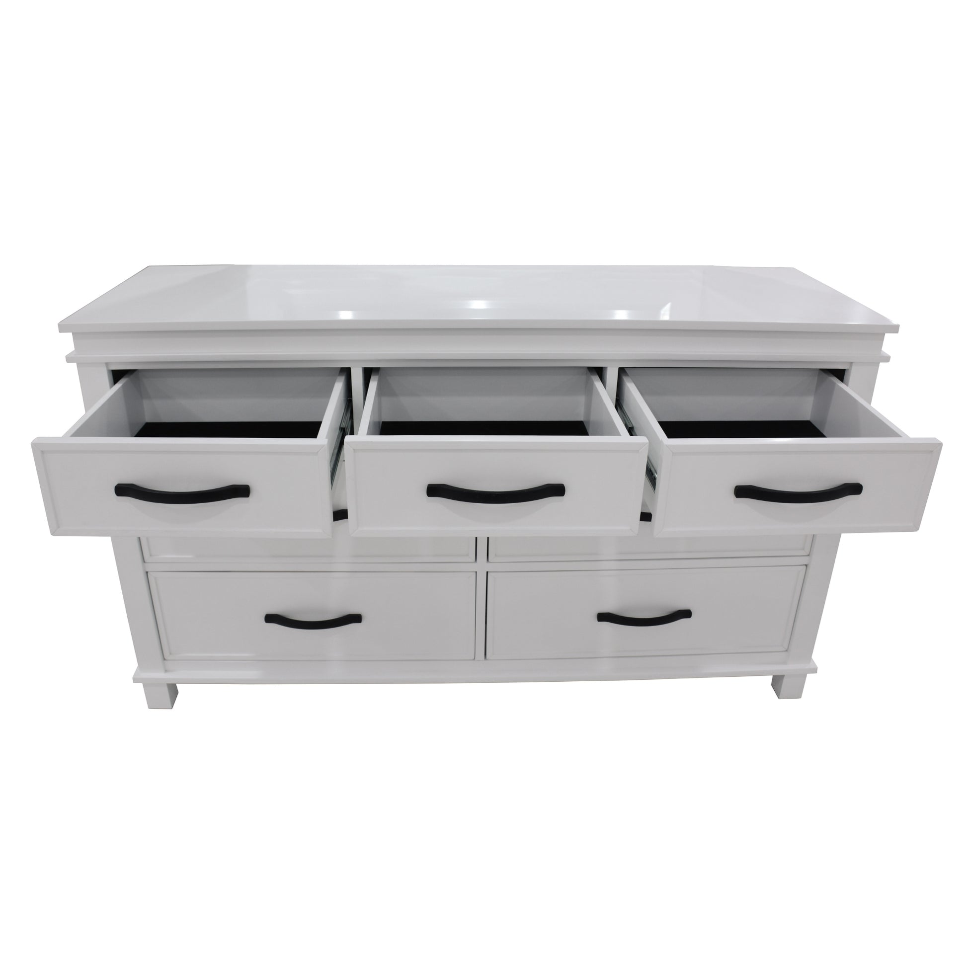 Lily Dresser 7 Chest of Drawers Solid Wood Tallboy Storage Cabinet - White - Cosy Abode