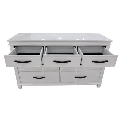 Lily Dresser 7 Chest of Drawers Solid Wood Tallboy Storage Cabinet - White - Cosy Abode